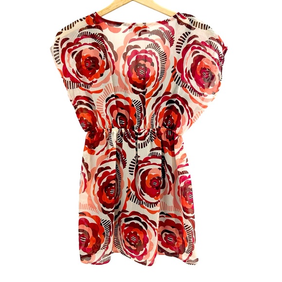 A. Byer Multicolor Rose Floral Tunic Top With Attached Brown Tank Top Size M - Picture 3 of 12